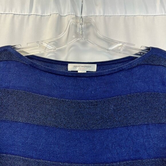 Issac Mizrahi For Target Womens Pullover Sweater Blue Stripe 3/4 Sleeve Sheer M - Picture 3 of 10